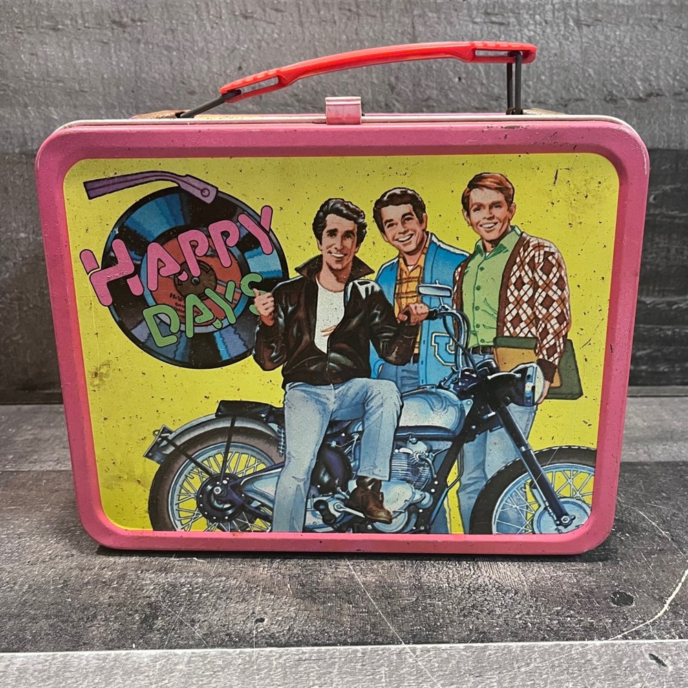 Vintage 1976 Happy Days Metal Lunch Box Thermos Brand The Fonz Richie TV Show